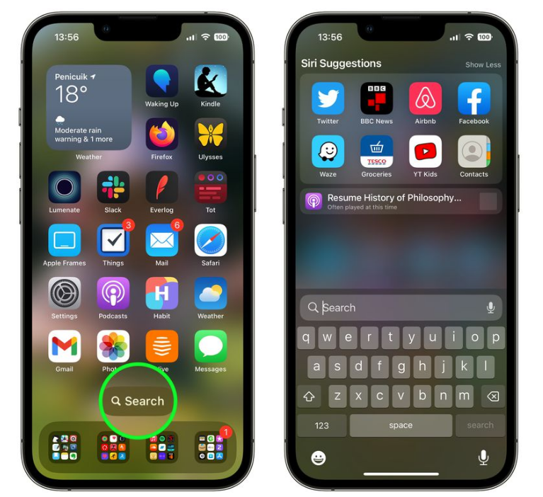 灵川苹果手机维修分享升级到 iOS 16 后，如何删除主屏幕上的搜索按钮 